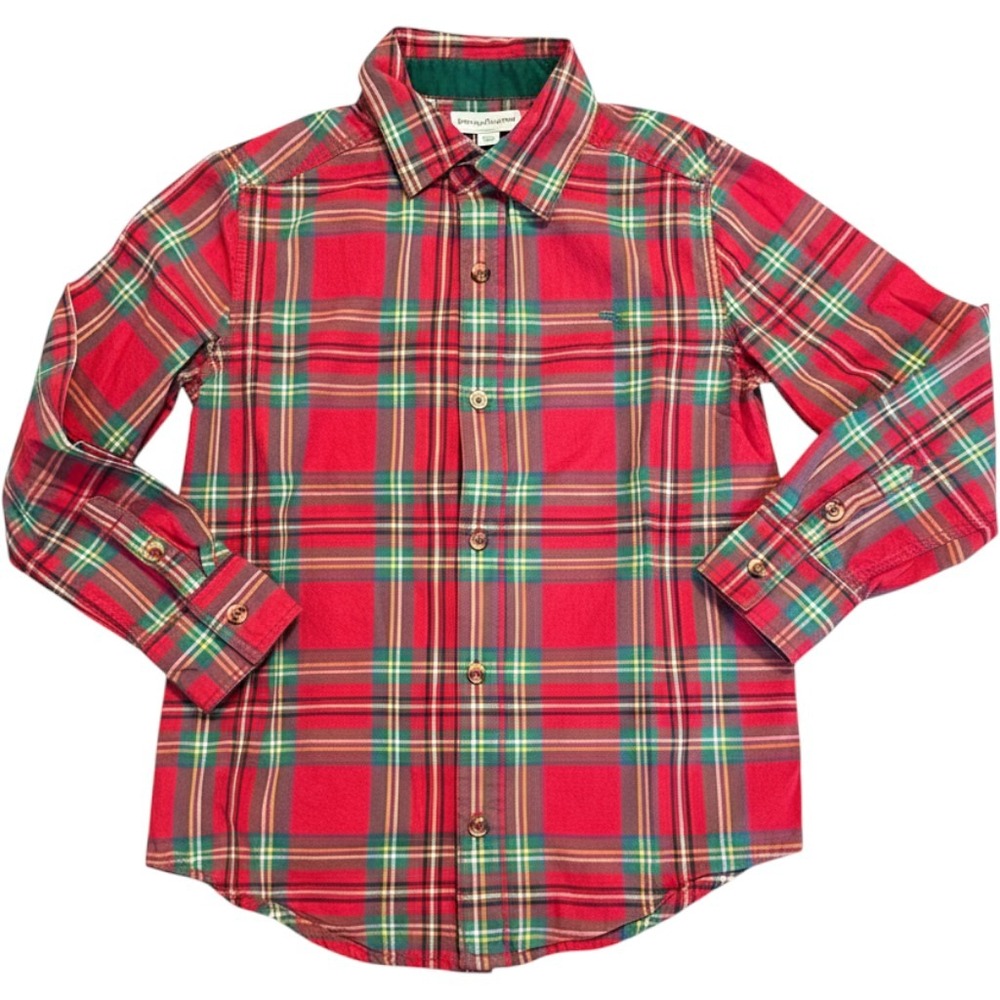 Tommy Bahama Boys Red Plaid Button Down Shirt Long Sleeve Size M 7/8